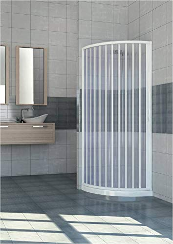 Box Doccia in PVC SEMICIRCOLARE 80 x 80 cm H 170 cm, Bianco, cabina doccia con apertura laterale con una anta a soffietto