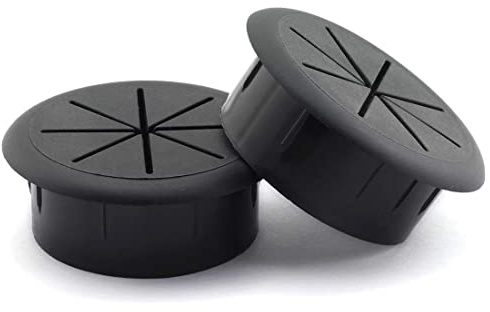HJGarden 2PCS 2Inch (50mm) Desk Cord Grommets Wire Cable Hole Cover for Office PC Desk Cable Cord Cover Black
