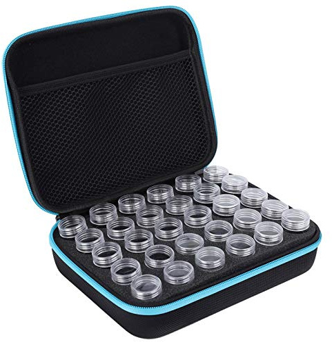 EBTOOLS Boîte de rangement de perceuse pour décoration d'ongles, 30 pièces Boîte de rangement de peinture de diamant Design valise pour outils de fournitures de peinture, 22 *(bleu)