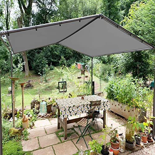 KOUDU Sonnensegel inkl Befestigungsseile Wetterbeständig 3.5x6.5m Uv Schutz Garten Terrasse Camping Inkl Befestigungsseile für Patio Hinterhof Rasengarten Outdoor-Aktivitäten, Hellgrau