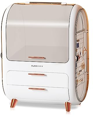 Galatée 180° Multifunktion Tragbare Make Up Organizer Kosmetikbox Kosmetische Aufbewahrungs Box Mit Staubdichtem Deckel, Beauty OrganizerSchublade Kosmetik Schlafzimmer Badezimmer Desktop - Weiß