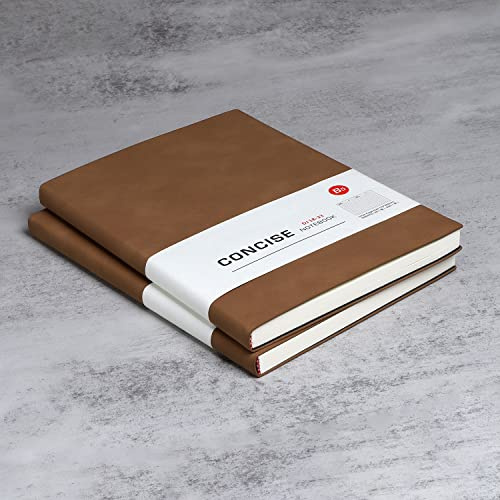 Notizbuch B5 liniertes Leder 2er Pack Hardcover Notizbücher mit Hochwertigem Dickem 100 gsm, Journal Notizbücher Klassisches Notizblock für Schreiben, Büro, Schule, Geschäft 17,5 * 25,2cm, Braun