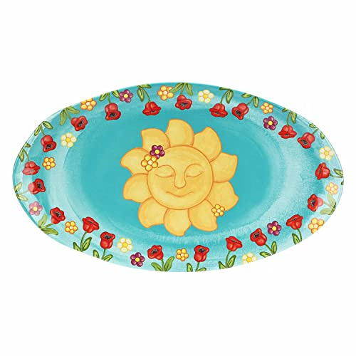 THUN, Vassoio Ovale in Melammina Decorato, Linea Estate Fantastica, 52x30 cm