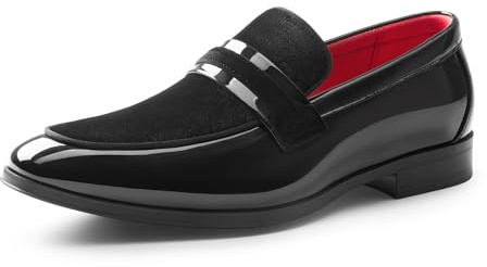Bruno Marc Men's Tuxedo Loafers Slip-on Dress Shoes | Shiny Patent Velvet Wedding Party Prom Banquet Graduation Suit Formal Office