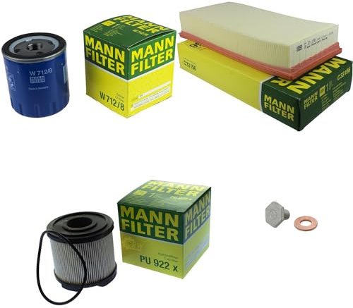 EISENFELS Inspektionspaket Wartungspaket Filterset mit Ölfilter W 712/8, Luftfilter C 33 156, Kraftstofffilter PU 922 x, Verschlussschraube