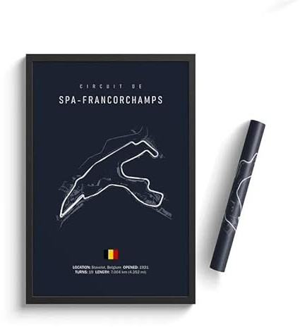 Designful Toile murale F1 Circuit de piste : affiche de sport automobile esthétique (Spa-Francorchamps, 30 x 40 cm sans cadre)