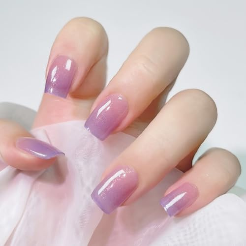 Ceboic UV Gel Nagelfolien, 20 Stück Nagellack Aufkleber, LED-Lampe Erforderlich, Selbstklebend Härtend, Wraps für Salonqualität Maniküre - Glitzer Lila