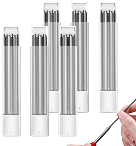 SMYJDMM Tischler Bleistift Ersatzminen, 36 Stück 2,8mm Bleistiftminen, Bleistift Ersatzminen Minen für Druckbleistifte für Bohrlochmarker auf Holz Metall Betonfliesen(Schwarz)