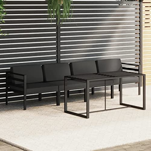 DYRJDJWIDHW Outdoor Kissen,gartenliege wetterfest,paletten,5-TLG. Garten-Lounge-Set mit Kissen Aluminium AnthrazitGeeignet für Garten, Swimmingpool, Wohnzimmer, Terrasse