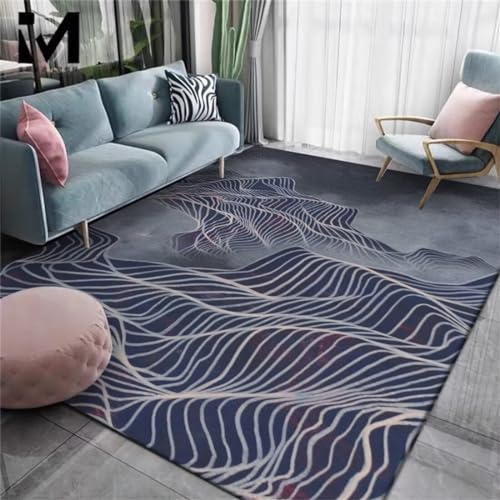 RUGMRZ Bad Teppich Für Allergiker Grauer Blauer gebogener dekorativer rechteckiger Schlafzimmerteppich pflegeleicht Auto Teppiche 200X260CM