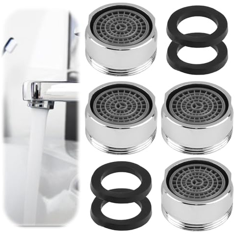 4 Stk Wassersparend Strahlregler M24 Wasserfluss 5l/min, Perlatoren Wassersparer für Wasserhahn, Wasserhähne Aufsatze Sieb, Edelstahl & ABS, Kalkfilter Wasserhahn Filter Aufsatz Strahlregler