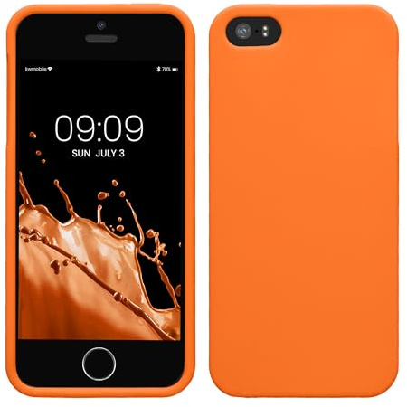 kwmobile Housse Compatible avec Apple iPhone SE (1.Gen 2016) / iPhone 5 / iPhone 5S Coque - Housse de téléphone Protection Souple en Silicone - Orange fruitée