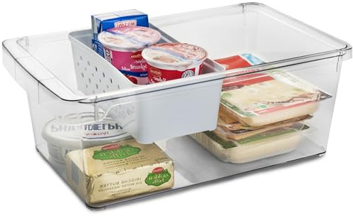 Kühlschrank-Organizer Körbchen 37x23x14,5cm durchsichtig Griff transparent