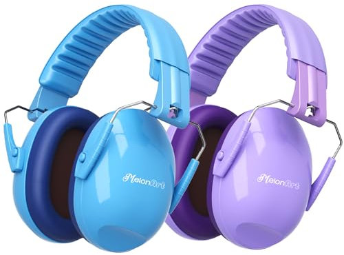 MelonArt Kids Noise Cancelling Headphones 2 Pack, 28dB Toddler Ear Protection Noise Reduction Ear Muffs for Sensory Autism, Child SoundProof Headphones for Concert Shooting(Blue&Purple)
