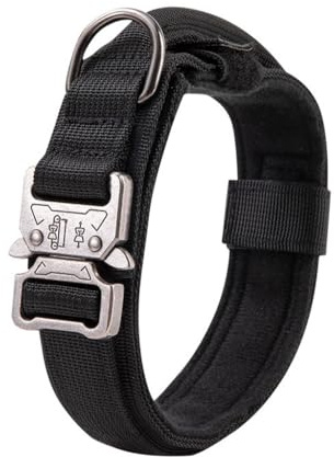 Taktisches Hundehalsband, Weich Gepolstertes Verstellbare, Kontrollgriff Metallschnalle, Nylon Hundehalsband für Mittlere Große Hunde Training Jagd(Purple,M:36-48cm)