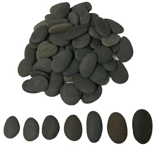 ruidinaways 800g Gray Natural Pebbles Gravel,Smooth Flat River Stones for Painting Arts and Crafts DIY Aquarium Decor Flowerpot Landscaping (3-4.5CM)