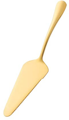 MOLUCKFU Edelstahl Kuchenheber Mit Gezackter Klinge Ergonomischer Tortenheber Zum Backen Und Servieren Goldfarbene Beschichtete Kuchenschaufel Für Pizza Käse Und Sahne Spülmaschinengeeignet