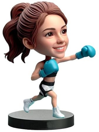 mydedor Wackelkopf-Figur, Sport-Mädchen, personalisierter Wackelkopf, personalisierter Geburtstag, Urlaub, für Freund, Unternehmen, individuelle Geschenke basierend auf Ihren Fotos