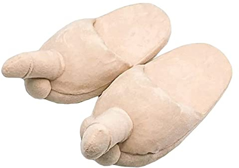 Qianderer Unisex Adult Funny Slippers Novelty Gag Gift Plush Slipper Warm Winter House Shoes Funny Slippers (Nude, ONE SIZE)