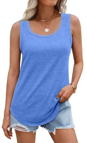 DUOEASE Oberteile Damen Sommer 2025 Basic Ärmellose Rundhals Tank Top Elegant Locker Tshirt