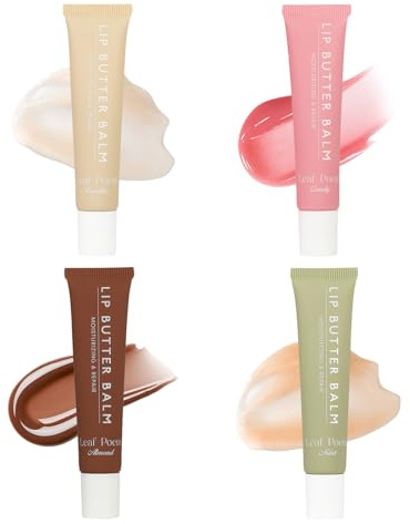 MADGININE 4 PCS Lip Balm Set, Nourishing Lip Gloss, Moisturizing Lip Butter Balm, Butter Conditioning Lip Mask, Effectively Prevent Dry Lips and Peeling for Men and Women
