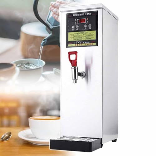 pealiritansemen Chaudière À Eau Chaude Commerciale, Machine À Eau Bouillante Électrique pour Restauration, Température Réglable, Grand Débit De 50 L/H, Préparation Rapide pour Café, Thé, Lait,Silver