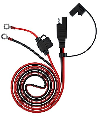 BUGUUYO 1.4m Sae Extension Charge Cable with Fuse, Solar Battery Terminal Harness Connector for Motorcycle and Car Battery Accessories