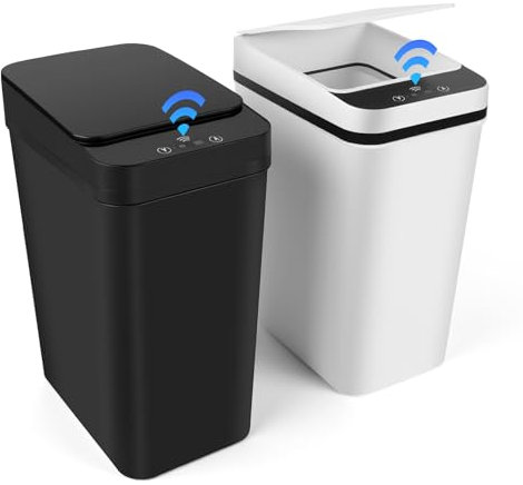Gaethra 2 Cestino Bagno Pattumiera, Cestino Spazzatura Bagno Piccola da 12 litri, 3 Modalità di Funzionamento, Cestino Intelligente Silenzioso e Impermeabile, per Cucina, Ufficio, Soggiorno