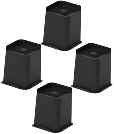 Ipetboom 4pcs 6-inch L-shaped Bed Lifters Anti-slip Rubber Base, Furniture Risers for Bed and Couch Legs, Table and Desk Leg Risers, Black Non-scratch Blocks for Home Use