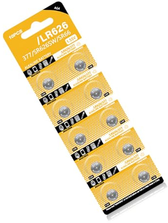 Lot de 10 piles bouton LR626 1,5 V alcalines stables pour gadgets et accessoires de rechange AG4/LR66/177/GP77A haute durabilité