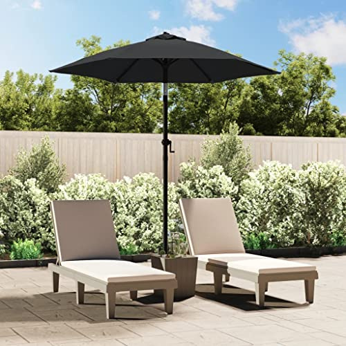 Parasol Déporté Anthracite, 200 x 224 cm, Aluminium Thermolaqué Résistant, Parasol de Jardin Extérieur, Toile Polyester Anti-UV 98%, Inclinable à Manivelle, Parasol Terrasse et Balcon, Anthracite