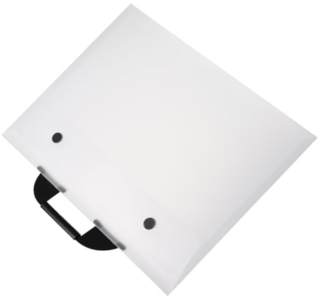 FIXOSHEE A3 Portfolio Tasche Weiß Transparent Groß Kunststoff Tragbarer Organizer Kunstmappe für Schule Büro Dokumenten Aufbewahrung