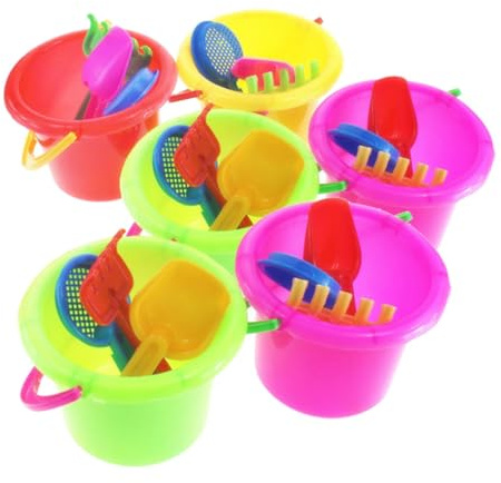 Juguete de Playa de 6 Cubos de Plástico para Niños | Juego Playa Bebe, Ligero y Fácil de Agarrar, Kit Playa Niño Niña y Cubos de Playa Niño Niña Estilo Aleatorio