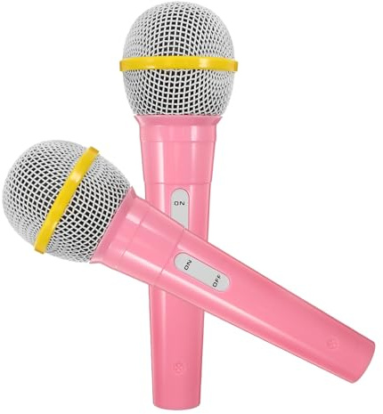 LOLIPPYY 2 Piezas Micrófono de Juguete para Falso y Portátil con Diseño Rosa para Fiestas Imitación