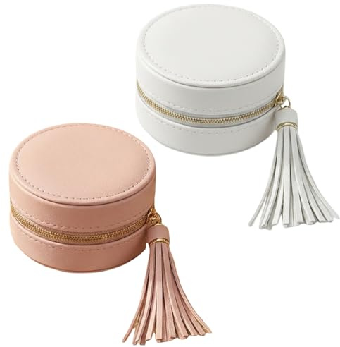xianynow Set di 2 scatole per gioielli da viaggio, portatili, per donne e ragazze, organizer per gioielli, per orecchini, anelli, catene, compatto e leggero per i viaggi