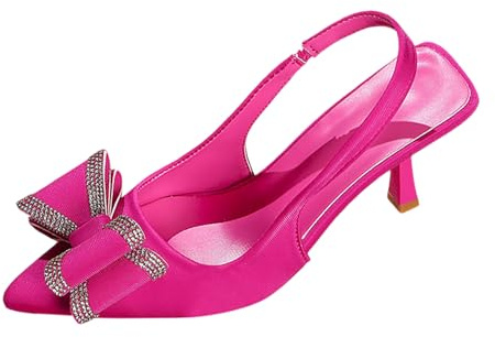 Sandali Donna Tacco Sandali Donna Pelle Tacchi Decollete Medio Scarpe Eleganti Con Plateau Slingback Elegante Blu Raso Cerimonia Rosa Fucsia Colpo Di Punta Pianta Larga 41 Sandalo Décolleté Notte