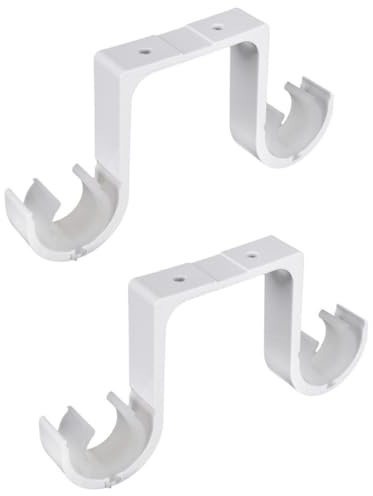 HOOTNEE Soportes de Doble Varilla para Cortinas en Metal Base Engrosada para Montaje Superior, Accesorios para Cortinas Opacas y Visillos, Juego de 2 Piezas