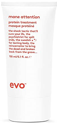 EVO mane attention protein treatment, Intensive Haarcreme für kraftloses, brüchiges und coloriertes Haar, repariert und behandelt geschädigtes, sprödes Haar, vegan, ohne Sulfate, 150 ml