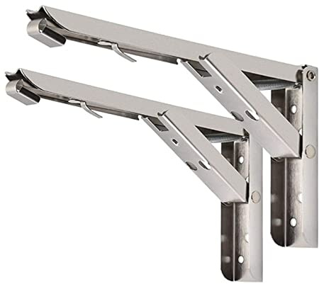 2er Set 12 Zoll Regalträger aus Edelstahl | 295mm klappbare Regalhalterung | Regalwinkel zur Wandmontage | Regal Halter für Wohnmobil Camping | 2 Stück Wandhalterung für Regalbretter