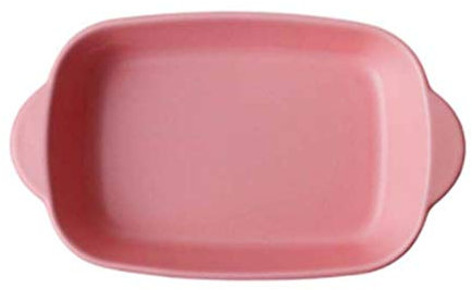 Plat à rôtir en céramique Rectangle Four Cuisson Plats de Cuisson Plat de Service Plat de Conservation des Aliments avec poignée pour gâteau Pain Lasagne Casserole(Rose)