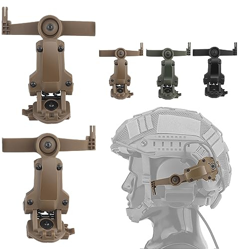 Zhongren Fast Casque Arc Rail Adaptateur COMTAC3 Tactique pour OPS Core Arc & Team Wendy Rail - Support Multi-Angle Rotation pour Chasse Earmuffs (Marron)