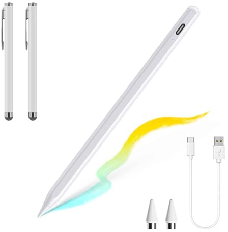 Eingabestift für Tablet, Touchscreen, universeller kapazitiver Eingabestift mit 2 Ersatzspitzen für Android/iOS/Smartphone/Microsoft Touchscreen-Gerät (3 Stück, weiß)