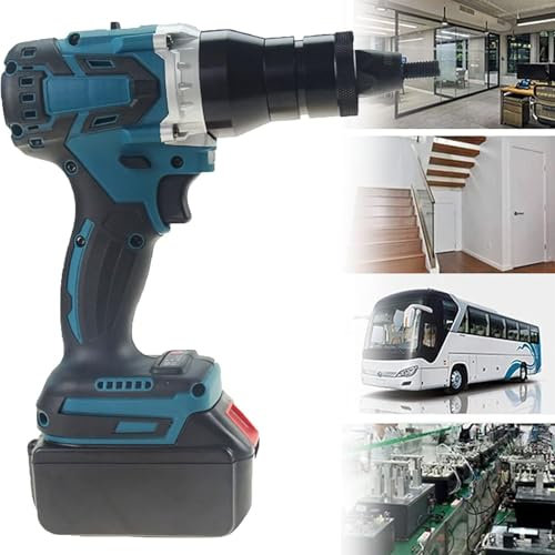 DPQYJPP 360W 26V Iones Litio, Resistente inalámbrica, sin escobillas, Remachadora eléctrica, Kit Herramientas Remachadora ciega automática sin escobillas, Herramienta Manual Profesional,5.2Ah