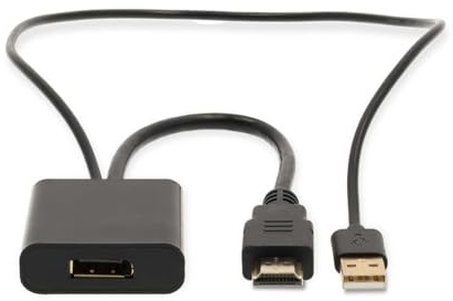Nedis Adattatore HDMI – HDMI maschio – DisplayPort maschio/spina USB-A – placcato oro – dritto – PVC – nero – 1 pezzo – scatola