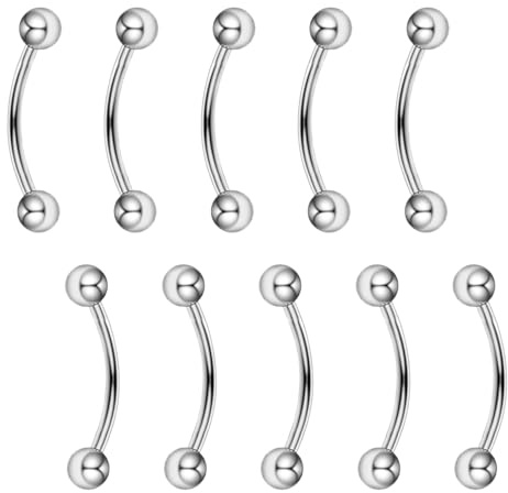 Besyvvin 10pz bilanciere curvo 14mm piercing sopracciglio labbro setto torre 1.2mm acciaio chirurgico piercing al sopracciglio argento