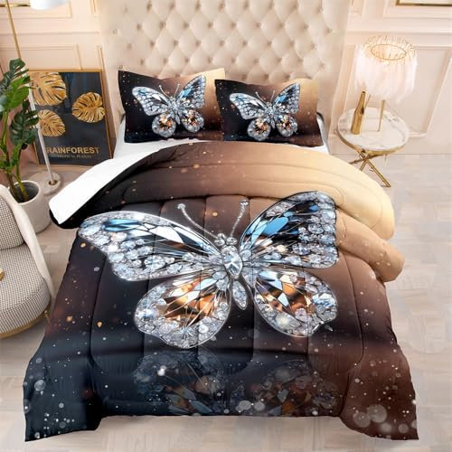 Bettdecke 140X200 Schmetterling Bettdecken 200Gsm,Dünne Und Leichte Duvet,4 Jahreszeiten Bettdecken,Weiche Mikrofaser Bettdecke Mit 2 Kissenbezüge,Warm Steppbettdecke Für Allergiker