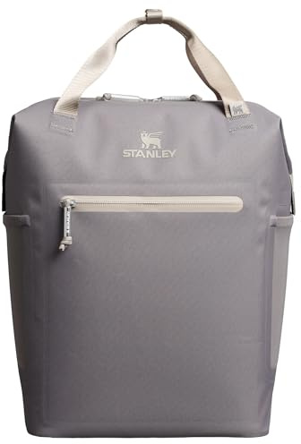 STANLEY Madeleine Soft Cooler Backpack, 14 qt, Stone | Insulated Cooler Bag | Stretch-Mesh Side Pockets | Adjustable Straps | Front Zip Pocket | Hinge-Top Zip Opening | BPA-Free