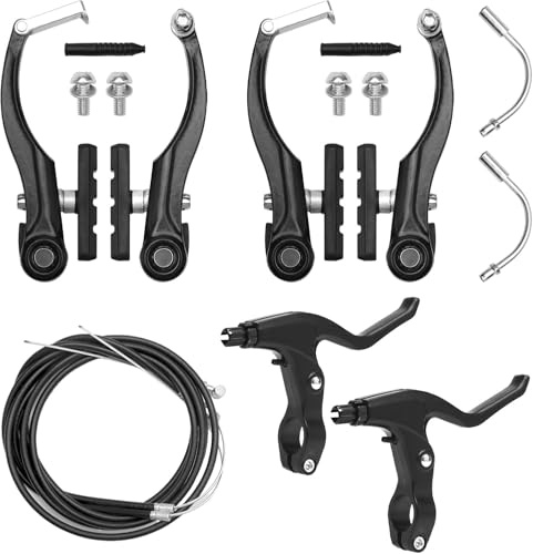 UOCAI Fahrrad Bremsen Set, Fahrradbremsen Set Aluminium V Brake Set, Bremsen Fahrrad Vorne Hinten für Shimano, Mountainbike V-Bremse Fahrrad Ersatz Set für Die Meisten Fahrräder Rennräder MTB BMX