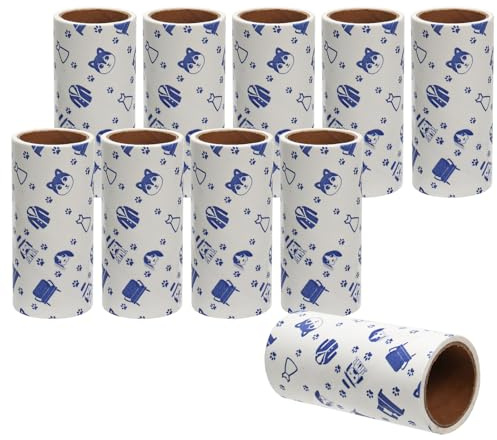 SYF-UN Lint Rollers,10 Refills with 1 Handle,550 Sheets Pet Hair Remover for Cat Dog Fur Dust Dandruff from Clothes Car Furniture Bed Carpet Sofa 10CM