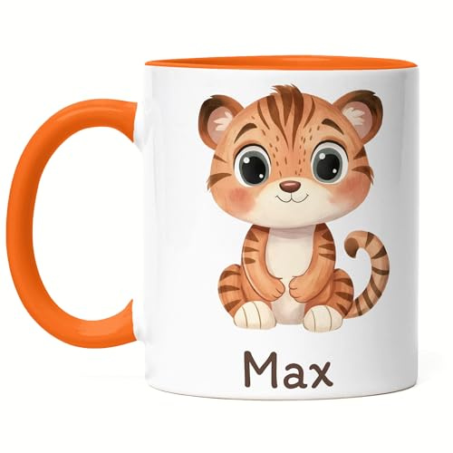 Kiddle-Design Kindertasse mit Namen Personalisiert, Personalisierte Tasse Kinder mit Elefant, Namenstasse Elefanttasse, Kinderbecher als Geschenk zur Geburt, Taufe Weihnachten - Tasse Weiß